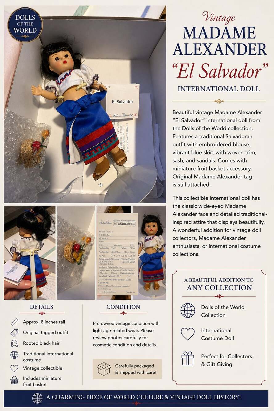 Vintage Madame Alexander 8-Inch El Salvador International Doll 40635